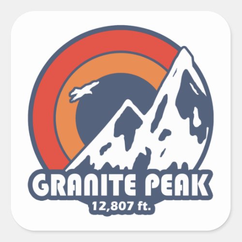 Granite Peak Montana Sun Eagle Square Sticker