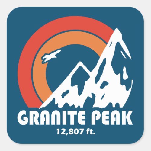 Granite Peak Montana Sun Eagle Square Sticker