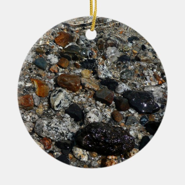 Granite Pebbles in Tenaya Lake at Yosemite Ceramic Ornament (Front)
