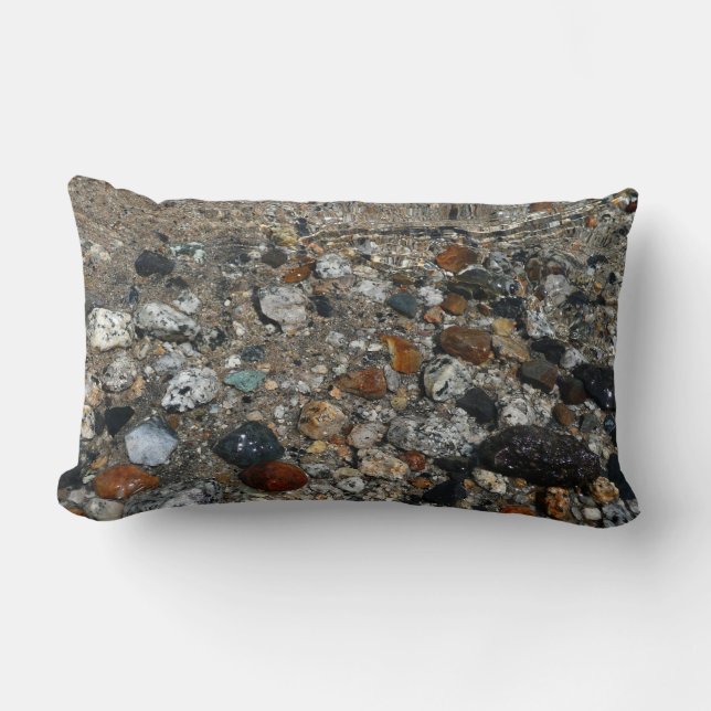 Granite Pebbles in Tenaya Lake at Yosemite Lumbar Pillow (Front)