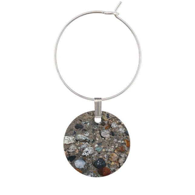 Granite Pebbles in Tenaya Lake at Yosemite Wine Charm (Front)