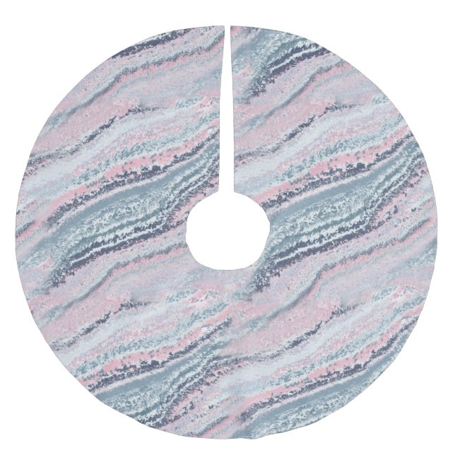 Granite Pink Blue Gray Marble Slate Agate Stone Brushed Polyester Tree Skirt (Front)