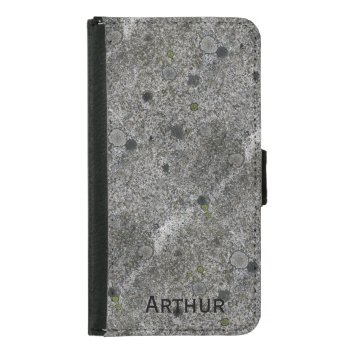 Granite Rock Grey With Green Moss And Name Wallet Phone Case For Samsung Galaxy S5 by KreaturRock at Zazzle