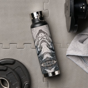 Granite Rock Marbling in Black, White and Grey Water Bottle