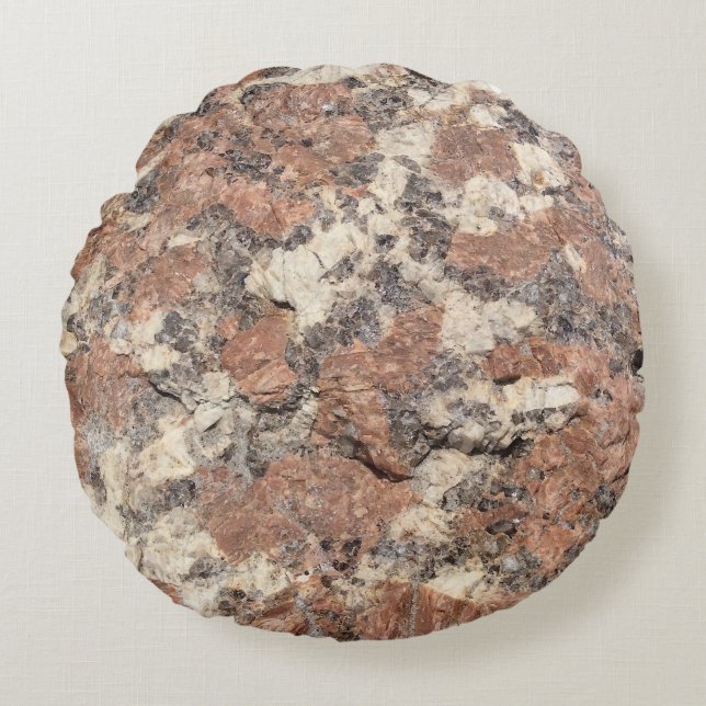 Granite Rock Texture --- Pink Black White - Round Pillow (Front)