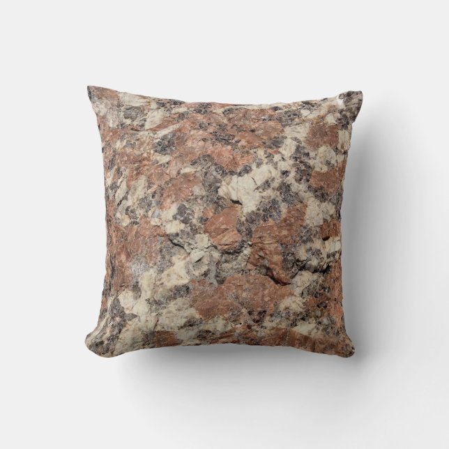 Granite Rock Texture --- Pink Black White - Throw Pillow (Front)