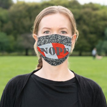 Granite Rock  Warning Tape  Nope Text Funny Adult Cloth Face Mask by DigitalSolutions2u at Zazzle
