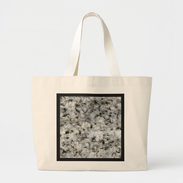Granite Rock White with Black Frame Large Tote Bag (Front)