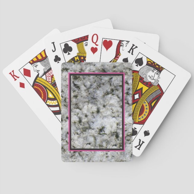 Granite Rock White with Pink Frame Poker Cards (Back)