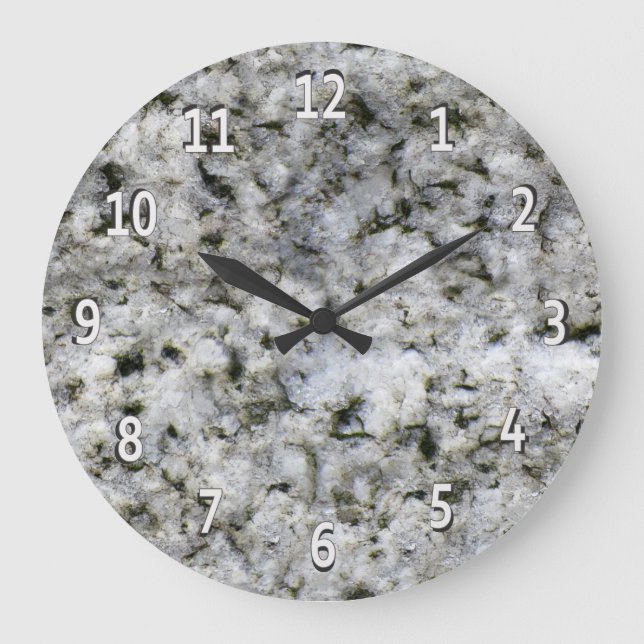 Granite Rock White with White Digits Large Clock (Front)