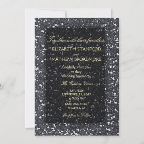 Granite Rock with Gold Lettering Invitation