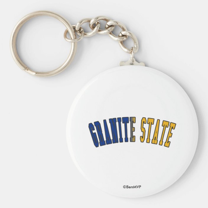 Granite State in State Flag Colors Keychain