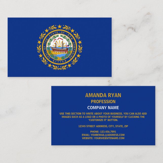 Granite Stater Flag, Flag of New Hampshire Business Card (Front/Back)