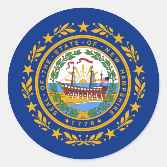Granite Stater Flag, Flag of New Hampshire Classic Round Sticker (Front)