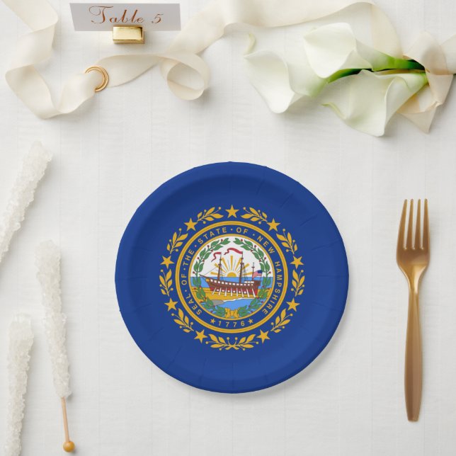 Granite Stater Flag, Flag of New Hampshire Paper Plates (Wedding)