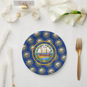 Granite Stater Flag & Seal, New Hampshire Paper Plates