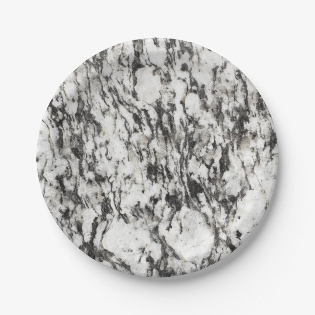 Granite texture | Background of marble in black Paper Plates (Front)