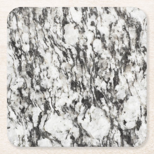 Granite texture | Background of marble in black Square Paper Coaster (Front)
