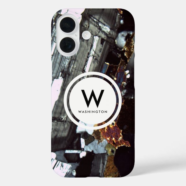 Granite Thin Section Monogram- Rock Texture Case-Mate iPhone Case (Back)