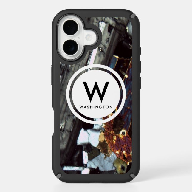 Granite Thin Section Monogram- Rock Texture Speck iPhone Case (Front)
