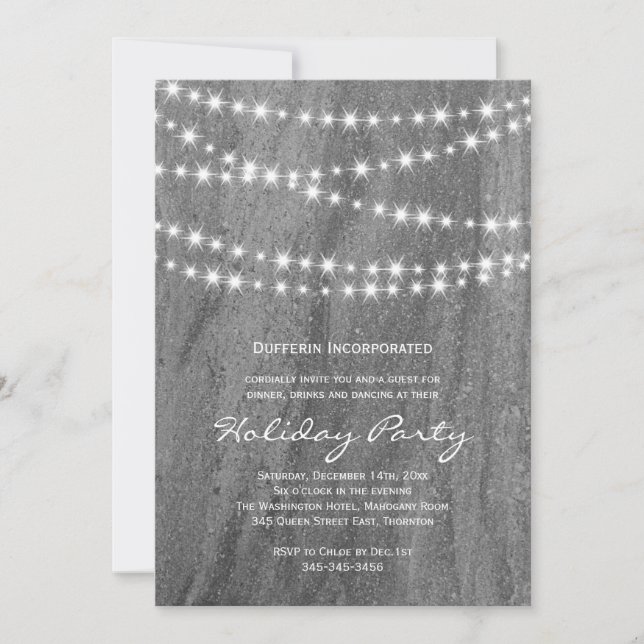 Granite & Twinkle Lights Corporate Holiday Party Invitation (Front)