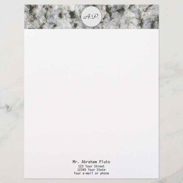 Granite White with Monogram and Address Letterhead (Front)