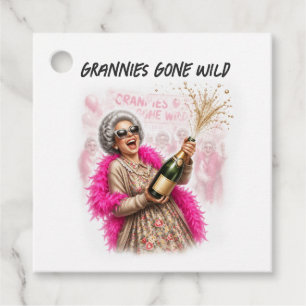 Grannies Gone Wild Funny Champagne Bachelorette Favor Tags