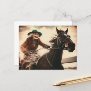 Granny and Her Race Horse Postcard