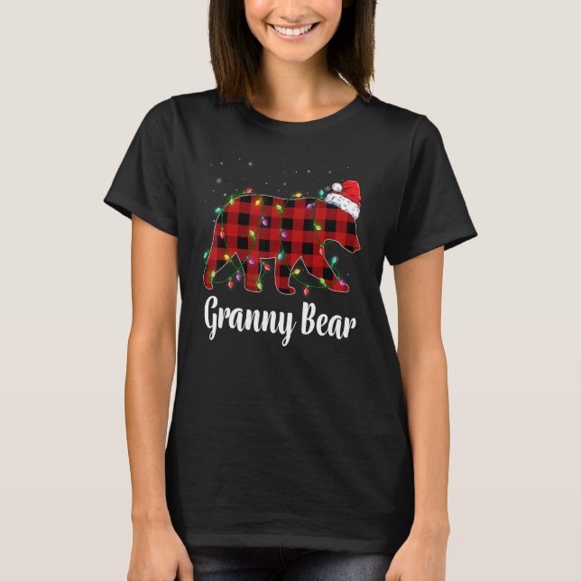 Granny Bear Buffalo Red Plaid Matching Family Chri T-Shirt (Front)