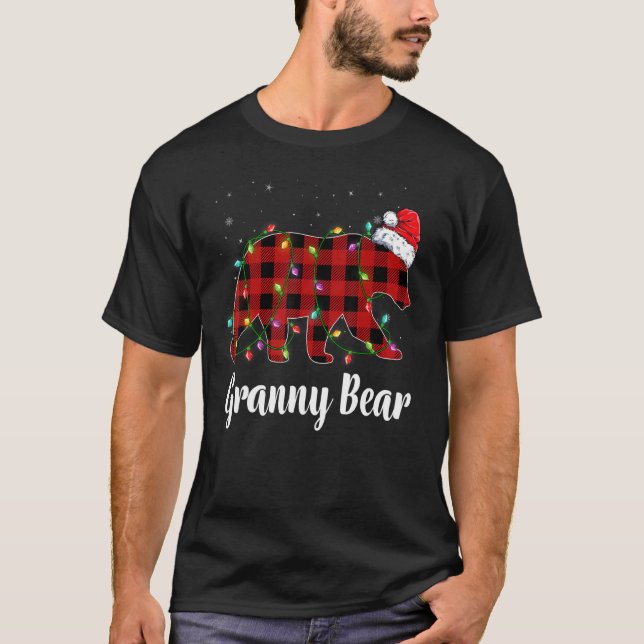 Granny Bear Buffalo Red Plaid Matching Family Chri T-Shirt (Front)