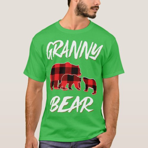 Granny Bear Red Plaid Christmas Pajama Matching Fa T_Shirt