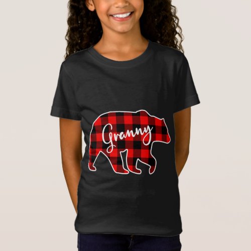 Granny Bear Red Plaid Matching Family Christmas T_Shirt