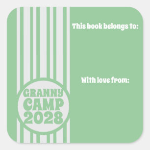 Granny Camp Retro Green Bookplate