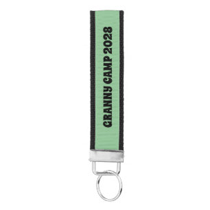 Granny Camp Retro Green Text Wrist Keychain