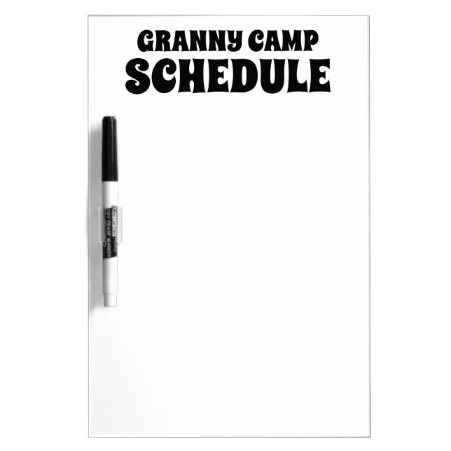 Granny Camp Schedule Retro Text Dry Erase Board (Front)