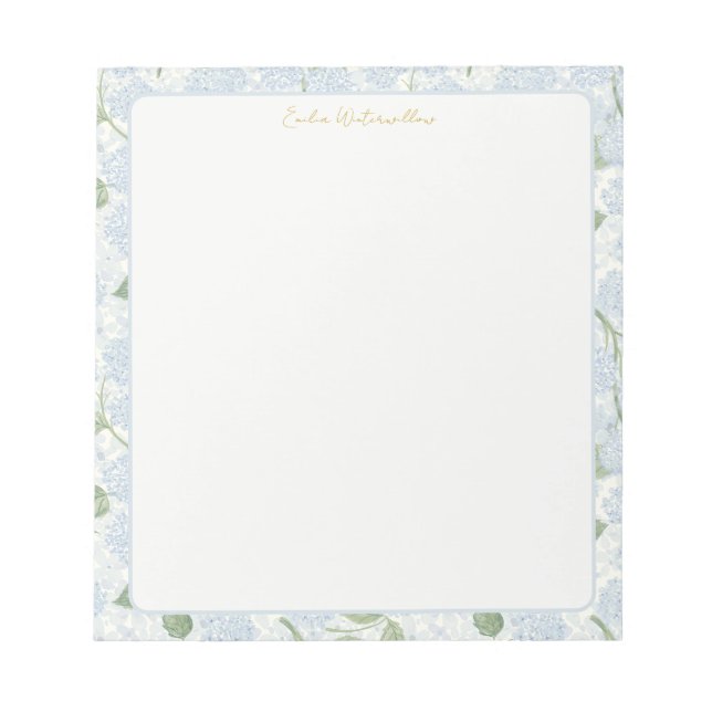 Granny Chic Hydrangea Floral Customizable Notepad (Front)