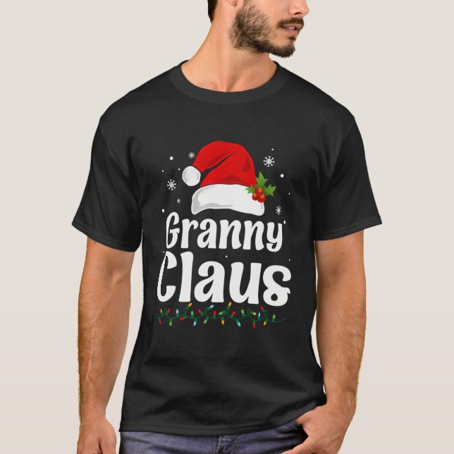 Granny Claus Santa Hat Heart Christmas Love T-Shirt (Front)
