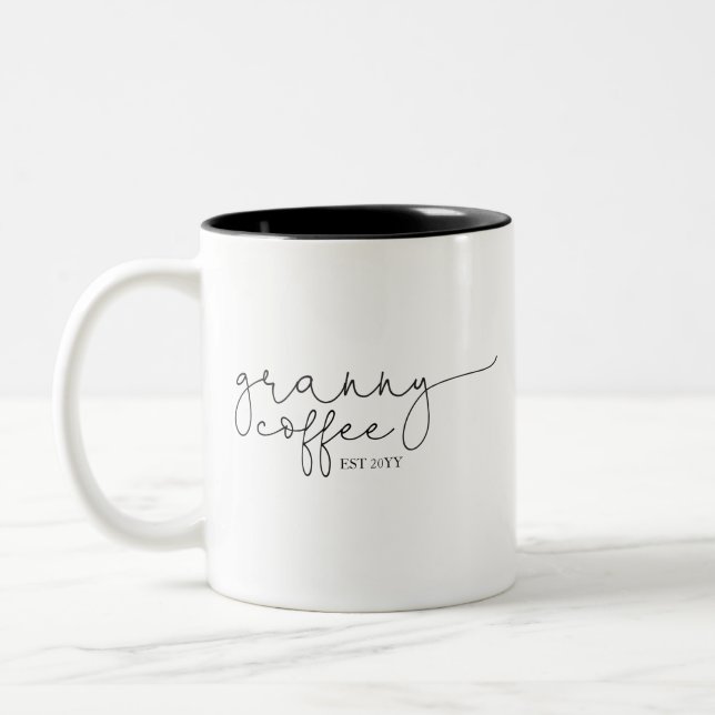 Granny Coffee Established | Grandma Gift Two-Tone Coffee Mug (Left)