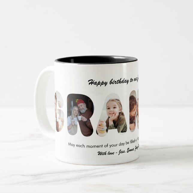 Granny Custom Photo Collage Personalized Grandma Two-Tone Coffee Mug (Front Left)