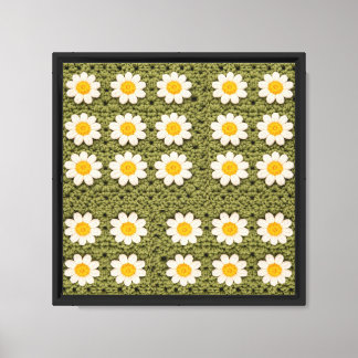 Granny Daisy Aestethic Croche Pattern Floral Retro Canvas Print