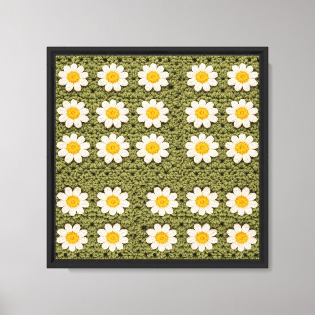 Granny Daisy Aestethic Croche Pattern Floral Retro Canvas Print (Front)