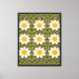 Granny Daisy Aestethic Croche Pattern Floral Retro Canvas Print