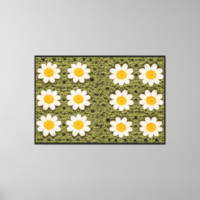 Granny Daisy Aestethic Croche Pattern Floral Retro Canvas Print (Front)