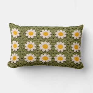 Granny Daisy Aestethic Croche Pattern Floral Retro Lumbar Pillow