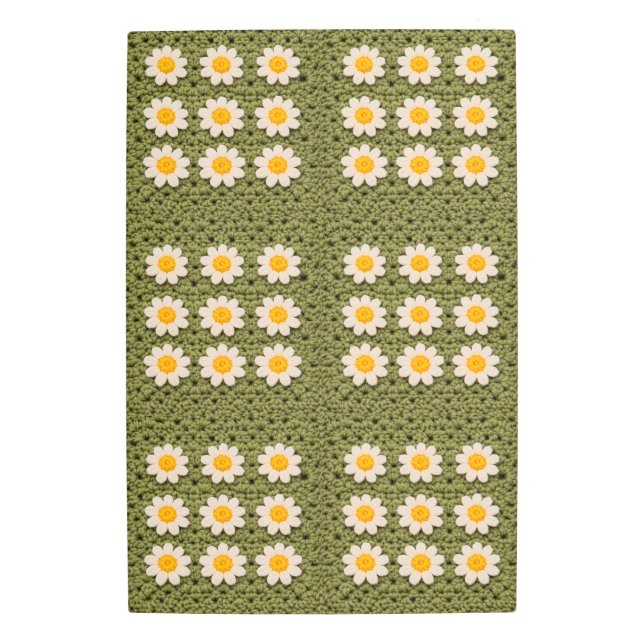 Granny Daisy Aestethic Croche Pattern Floral Retro Metal Print (Front)