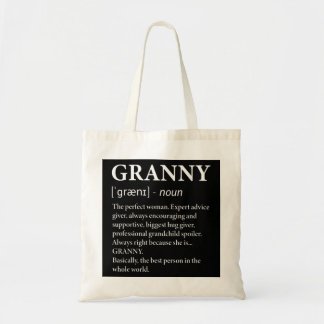 Granny Definition Grandma Funny Grandmother Tote Bag