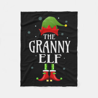 Granny Elf Xmas Matching Family Group Christmas Pa Fleece Blanket