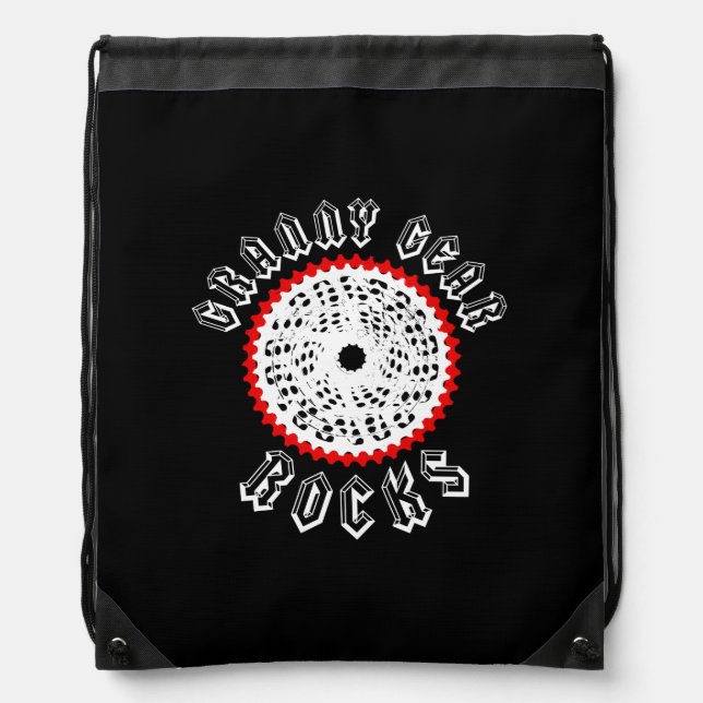 Granny Gear Rocks Cycling Drawstring Bag (Front)