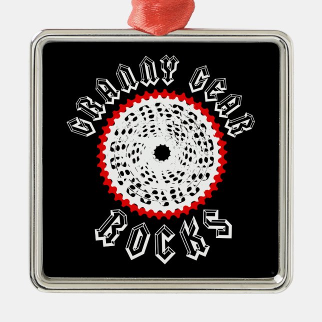 Granny Gear Rocks Cycling Metal Ornament (Front)