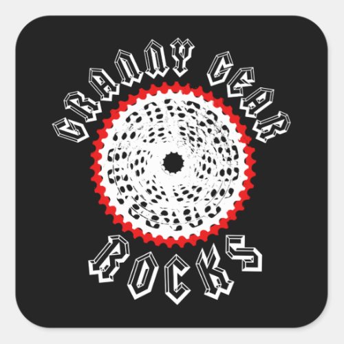 Granny Gear Rocks Cycling Square Sticker